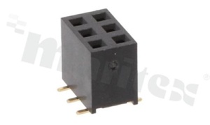 Pin Header; pitch 2.54mm; 2x3 pins; assembly: SMD; female; straight; double row