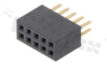 Listwa stykowa do PCB; w rastrze 1.27mm; 2x5 styków; montaż: THT; żeńska; prosta; dwurzędowe
