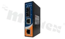 Industrial mini type Ethernet to fiber media converter with 2x10/100Base-T(X); multi-mode; 2km/1310nm;SC; operating temperature -40+70 deg.C; supply 12...48VDC; DIN rail mountable