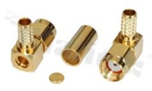 Female SMA reverse plug R/A; 50 Ohm; for RG58 cabl;e; RoHS