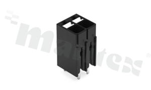 Listwa zaciskowa do PCB; w rastrze 3.50mm; 2-torowa; pionowe wejście przewodu; na przewód 0.14-1.50mm2 (28-16AWG); ze stykiem sprężynowym; czarna; 300V/14A