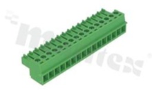 Listwa zaciskowa rozłączalna; w rastrze 3.81mm; 16-torowa; żeńska; na przewód 1.50mm2(28-16AWG); kierunek wtykania równoległy do osi przewodu; styki z fosforobrązu; mosiężna klatka przewodu; UL 300V/10A