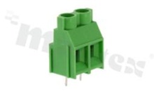 Listwa zaciskowa do PCB; w rastrze 7.62mm; 2-torowa; pionowa; na przewód 4.00mm2 (AWG 26-10); ze śrubami na wkrętak płaski; z ruchomą osłoną przewodu; klatka mosiężna; zielona; UL 300V/30A, TUV 630V/32A