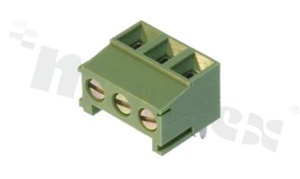 PCB terminal block; pitch 3.50mm; 2-ways; R/A; wire range 1.0mm2; rising clamp type; with screws for a flat screwdriver; brass cage; green color; UL 130V/9A