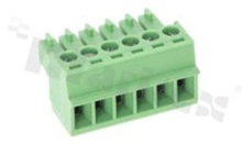 Listwa zaciskowa rozłączalna; w rastrze 3.50mm; 6-torowa; żeńska; na przewód 0.5-1.50mm2(28-16AWG); kierunek wtykania równoległy do osi przewodu; styki z fosforobrązu; mosiężna klatka przewodu; UL 300V/8A