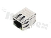 Gniazdo Giga-Bit Ethernet 1000; montaż: THT; poziome; LED Y + G; zatrzask dolny; styki złocone Au 6u"