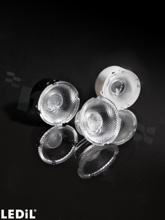 Soczewka do diod LED high power; kąt rozsyłu: 36 stopni FWHM; ilość diod: 1; rozmiar: okrąg 35mm; wysokość: 18 mm; rodzaj materiału: PMMA; sposób mocowania: gniazdo