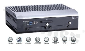 Bezwentylatorowy komputer wbudowany; IEC60945; IP40; EN45545; IntelCore i3-3217UE 1.6 GHz; RAM 4GB; 4xUSB; 3xCOM-isolated;1xVGA; 1xDVI-D;4xGbE;1xCAN-isolated; 1xCFast; 3xPCI EXmini; 1xSIMslot; temp. pracy -40+80C; zasilanie 14-32V DC