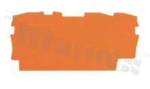 End/internal wall for 2002 series through terminal blocks; 0.8mm thick; orange; snap-on mounting
