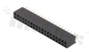 Listwa stykowa do PCB; w rastrze 2.54mm; 2x19 styków; montaż: THT; żeńska; prosta; dwurzędowe