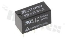 Przekaźnik elektromagnetyczny; prąd znamionowy 2A; napięcie cewki 12VDC; podwójne styki przełączne (2C); moc cewki: 360mW; 2A/24VDC; 1A/120VAC