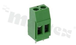 PCB terminal block; pitch 5.00mm; wire range 2.5mm2 (AWG 24-12); with screws for a flat screwdriver; brass cage; green color; UL 300V/20A