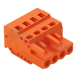 Listwa zaciskowa rozłączalna; gniazdo; 4-zaciskowa; 4 torowa; na przewód 0,08-2.5mm2; raster 5.08mm; pomarańczowa;600V/15A
