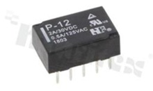 Przekaźnik elektromagnetyczny; prąd znamionowy 2A; napięcie cewki 12VDC; podwójne styki przełączne (2C); 2A/30VDC; 0.5A/125VAC