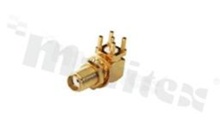 SMA female R/A connector; angled; for PCB