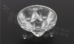 Soczewka do diod LED high power; kąt rozsyłu: 10 do 20 stopni FWHM; ilość diod: 3; rozmiar: okrąg 35mm; wysokość: 15mm; rodzaj materiału: PMMA; sposób mocowania: klej; kołek