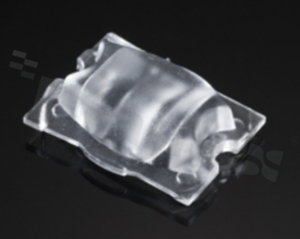 Lens for LED high power; angle: Oval 112 x 46 degrees FWHM; Number of LEDs: 1; Dimensions: 20x16mm; Height: 5.2mm; meterial: PMMA; Fastening: glue; pin; screw