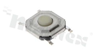 Przełącznik Tact Switch; SMD; wymiary korpusu 5.2x5.2; h=1.5mm; pyłoszczelny; o sile nacisku 250gf; przycisk okrągły