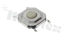 Przełącznik Tact Switch; SMD; wymiary korpusu 5.2x5.2; h=1.5mm; pyłoszczelny; o sile nacisku 160gf; przycisk okrągły plastikowy