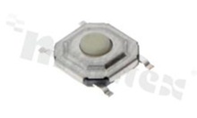 Przełącznik Tact Switch; SMD; wymiary korpusu 5.2x5.2; h=1.5mm; pyłoszczelny; o sile nacisku 160gf; przycisk okrągły plastikowy