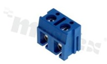 PCB terminal block; pitch 7.50mm; 2-ways; R/A; wire range 2.5mm2 (AWG 22-14); with screws for a flat screwdriver; brass cage; blue color; UL 300V/10A, TUV 450V/24A