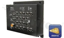 EN50155 18-port managed PoE Ethernet switch with 16x10/100Base-T(X) P.S.E. and 2x10/100/1000Base-T(X); M12 connector and 1xbypass included; 110VDC power input