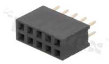 Pin Header; pitch 2.54mm; 2x5 pins; assembly: THT; female; straight; double row