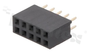 Listwa stykowa do PCB; w rastrze 2.54mm; 2x5 styków; montaż: THT; żeńska; prosta; dwurzędowe