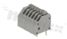 Listwa zaciskowa do PCB; w rastrze 2.50mm; 6-torowa; skośne wejście przewodu; na przewód 0.2-05mm2 (24-20 AWG); ze stykiem sprężynowym; szara; UL 250V/2A, TUV 250V/2A
