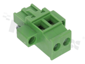 Listwa zaciskowa rozłączalna; w rastrze 5.08mm; 2-torowa żeńska; na przewód 2.5mm2 (28-12AWG); kierunek wtykania równoległy do osi przewodów; z zaczepem śrubowym; styki z fosforobrązu; mosiężna klatka przewodu; UL 300V/20A
