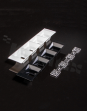 Shade for LED LED high power; number of diodes: 4; size: 182x40mm; height: 20.2mm; material type: PC; fastening method: pin, screw, clips; color: black