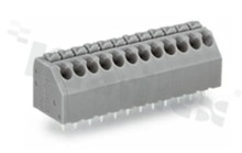 PCB terminal block; in 3.50mm raster; 5-track; oblique entry; for 0.20-1.50mm2 (24-16 AWG) wire; with spring contact; grey; UL: 300V/5A
