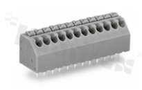 Listwa zaciskowa do PCB; w rastrze 3.50mm; 5-torowa; skośne wejście przewodu; na przewód 0.20-1.50mm2 (24-16 AWG); ze stykiem sprężynowym; szara; UL: 300V/5A