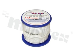 Single wire LGY/H05V-K; with copper multi-strand; white; cross section 1.00mm2; AWG 17; 500V; -40+105 deg.C; 10m.