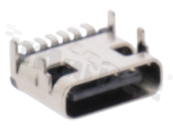 Gniazdo USB C; 6-stykowe; do montażu SMD; styki złocone 5A, czarny izolator