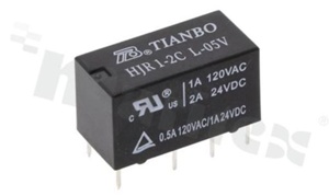 Przekaźnik elektromagnetyczny; prąd znamionowy 2A; napięcie cewki 5VDC; podwójne styki przełączne (2C); moc cewki: 200mW; 2A/24VDC; 1A/120VAC