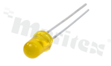 Dioda LED sygnalizacyjna; THT; 5mm; żółta; 585-595nm; 15-30mcd/20mA; 1.8-2.4V; dyfuzyjna; 60 stopni