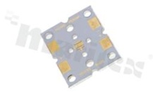 MCPCB, thermal conductivity 2W/(m*K), number of layers - 1, white soldermask, legend color: gold, size: rectangle 25x30mm, pad cover: gold; for XP/XT LEDs, /20