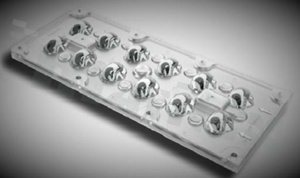 Lens for LED high power; angle: ooval 150 x 120 degrees ; Number of LEDs: 12; Dimensions: 173x71.4mm; Height: 9.41mm; material: PMMA; Fastening: screw