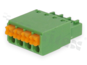 Listwa zaciskowa rozłączalna; w rastrze 3.50mm; 4-torowa; żeńska; na przewód 0.2-1.0mm2 (28-16AWG); kierunek wtykania równoległy do osi przewodów; styki z fosforobrązu; UL 250V/8A