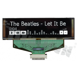 Wyświetlacz LGM OLED; LCD graficzny; 2.8"; 256x64 piksele; kolor świecenia biały; obszar aktywny 69.10x17.26mm; FPC do złącza ZIF; 30 pinów