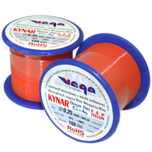 Przewód montażowy KYNAR; izolowany teflonem FEP; pomarańczowy; średnica 0.25mm; AWG 30; 250V; -65+200 st.C; 100m.