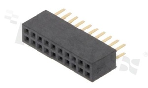 Listwa stykowa do PCB; w rastrze 1.27mm; 2x10 styków; montaż: THT; żeńska; prosta; dwurzędowe