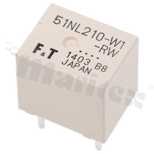 Przekaźnik elektromagnetyczny; bistabilny;  prąd znamionowy 25A; napięcie cewki 10V DC; pojedynczy styk przełączny (SPDT); dwie cewki; 25A/14V DC; montaż: THT
