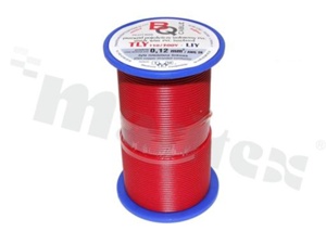 Przewód pojedynczy TLY/LIY; z wielodrutową miedzianą żyłą; czerwony; przekrój 0.12mm2; AWG 26; 300V; -40+105 st.C; 50m.