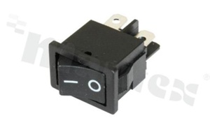 Miniaturowy przełącznik typu Rocker; dwubiegowy; 2-pozycyjny; 19.2x13mm; konektory DPDT; przycisk czarny; 6A/250V