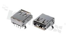 Socket USB 1xA; angled; black insulator