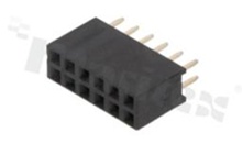 Pin Header; pitch 2.54mm; 2x6 pins; assembly: THT; female; straight; double row