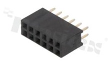 Listwa stykowa do PCB; w rastrze 2.54mm; 2x6 styków; montaż: THT; żeńska; prosta; dwurzędowe