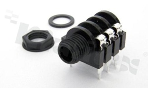 Gniazdo Jack; żeńskie; stereo z wyłącznikiem; 6.3 mm; do wlutowania w obwód drukowany